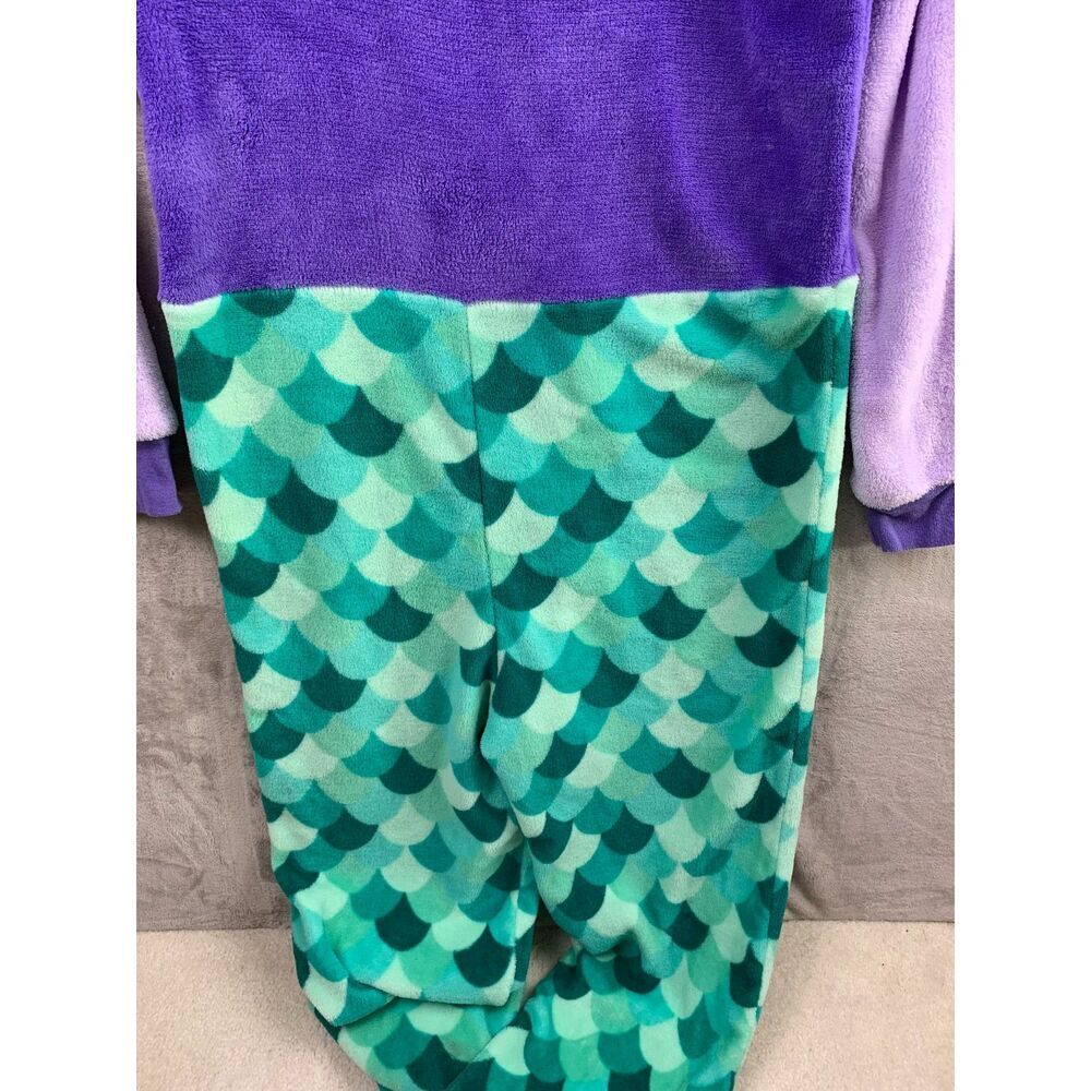 Disney Womens S Ariel Little Mermaid Purple Fleece Zip One Piece Costume Pajamas - Picture 13 of 13